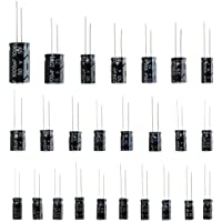 WINGONEER 25 Valores 16V 25V 50V 1uF a 2200uF Condensadores electrolíticos Juego surtido del surtido negro - 125PCS